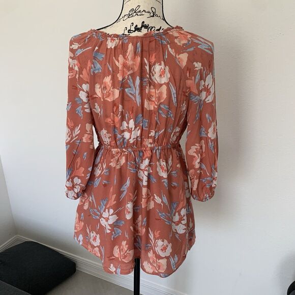 Isabel Motherhood Maternity Orange Floral Blouse Size S - Picture 2 of 5